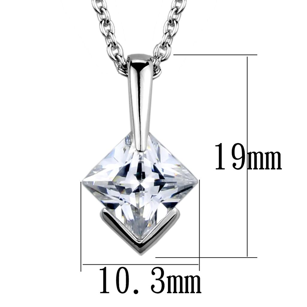 LOS849 - Rhodium 925 Sterling Silver Necklace with AAA Grade CZ  in Clear