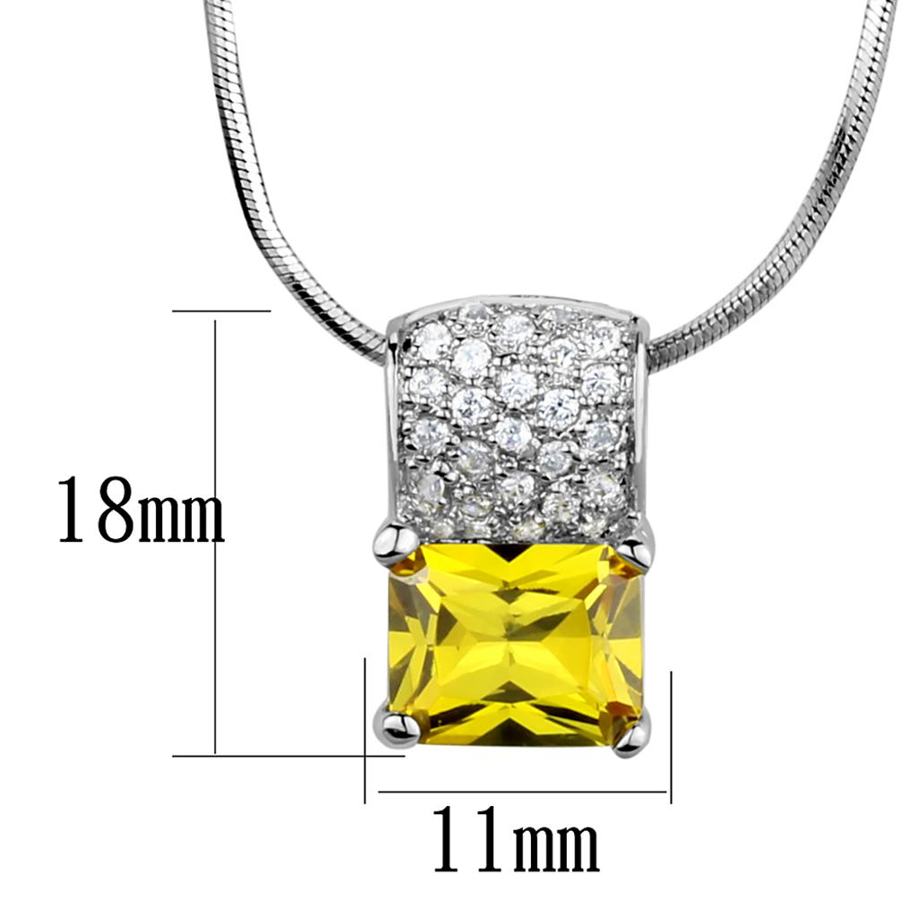 LOS852 - Rhodium 925 Sterling Silver Necklace with AAA Grade CZ  in Topaz