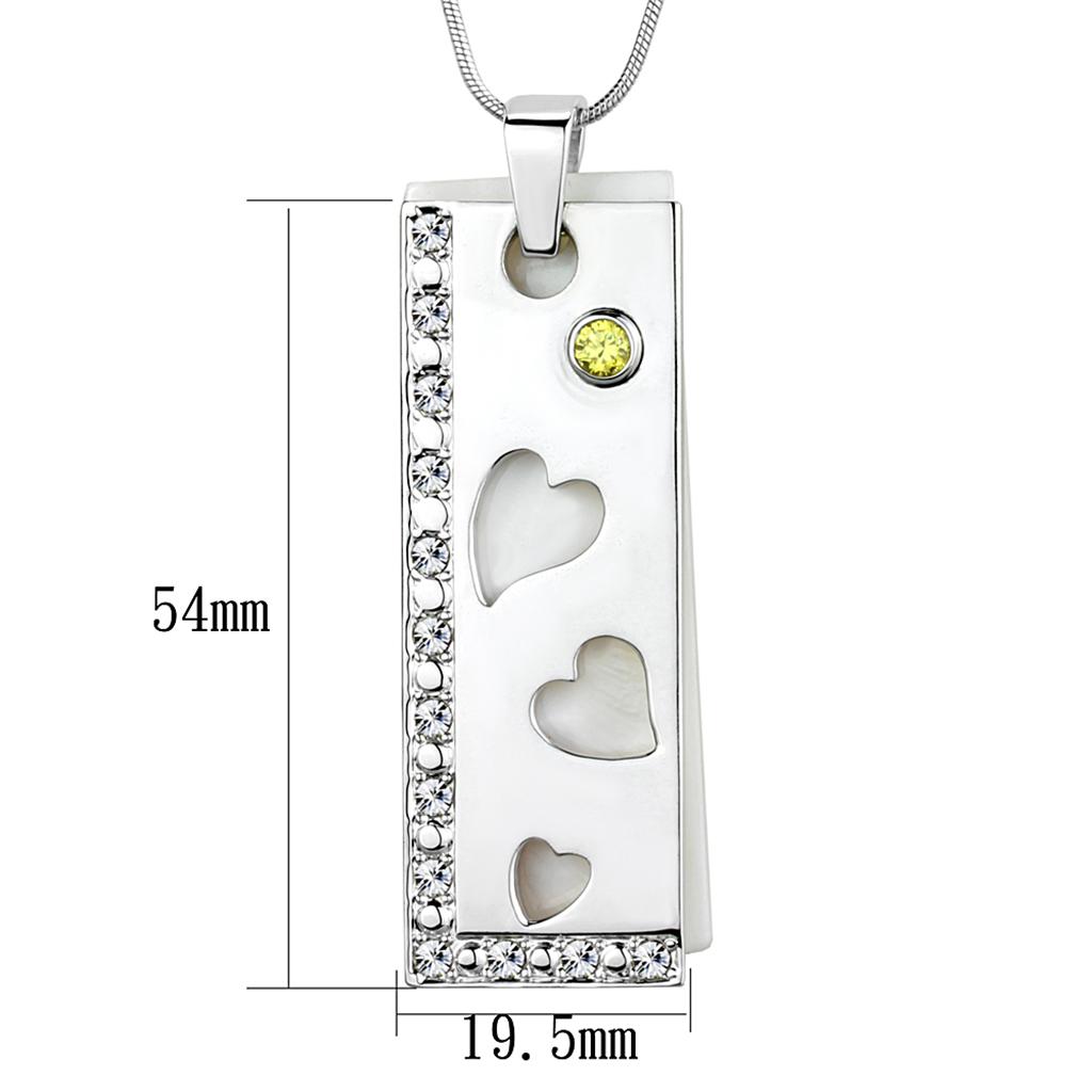 LOS858 - Silver 925 Sterling Silver Necklace with Precious Stone Conch in White