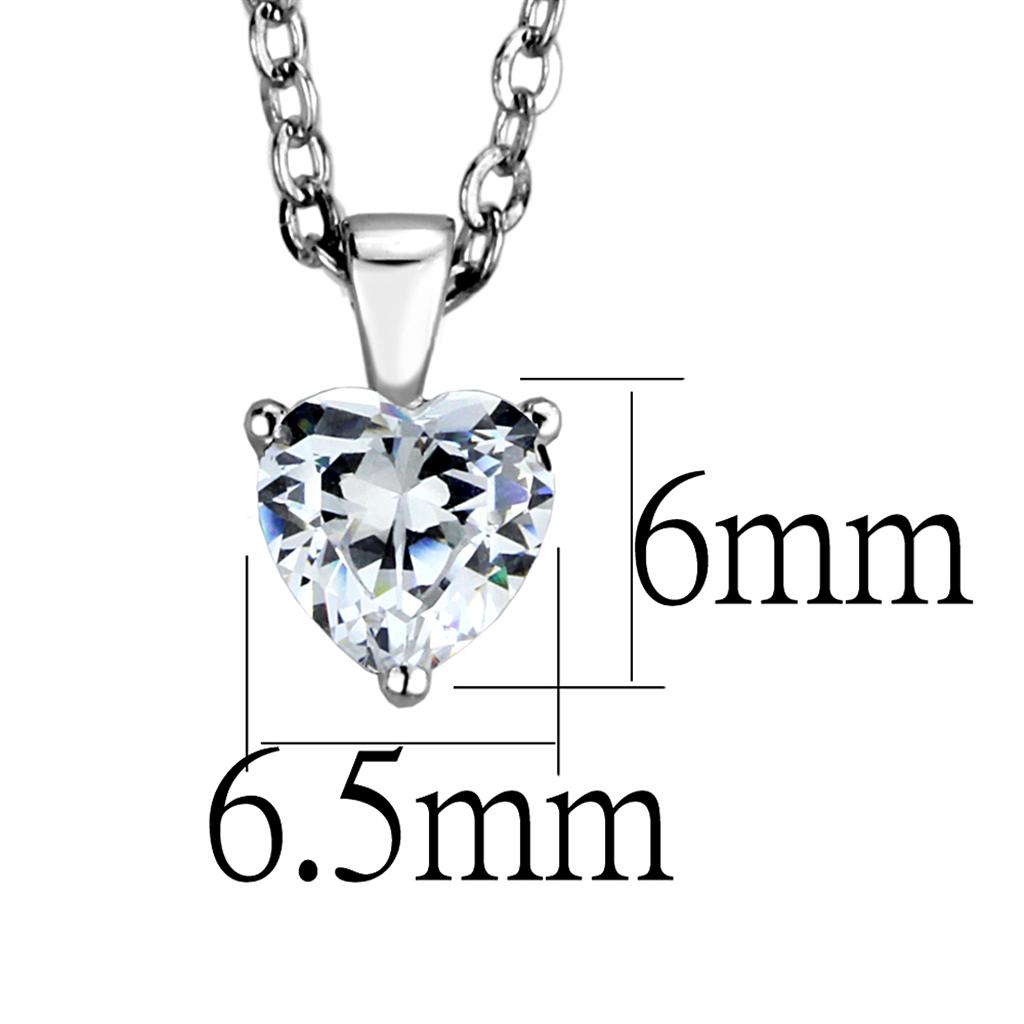 LOS887 - Rhodium 925 Sterling Silver Chain Pendant with AAA Grade CZ  in Clear