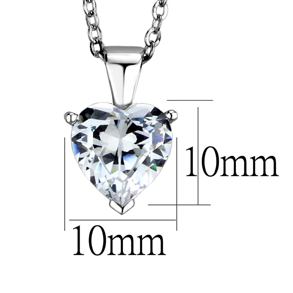 LOS889 - Rhodium 925 Sterling Silver Chain Pendant with AAA Grade CZ  in Clear