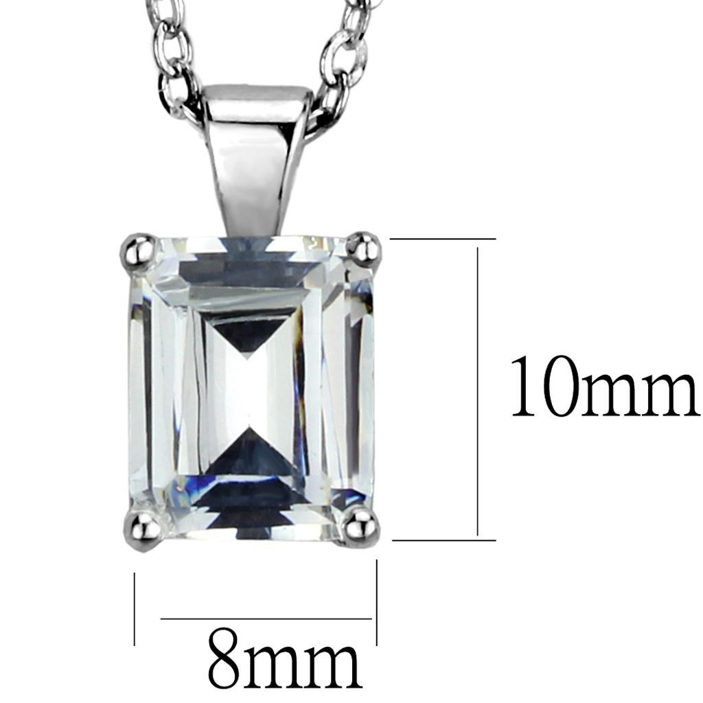 LOS898 - Rhodium 925 Sterling Silver Chain Pendant with AAA Grade CZ  in Clear