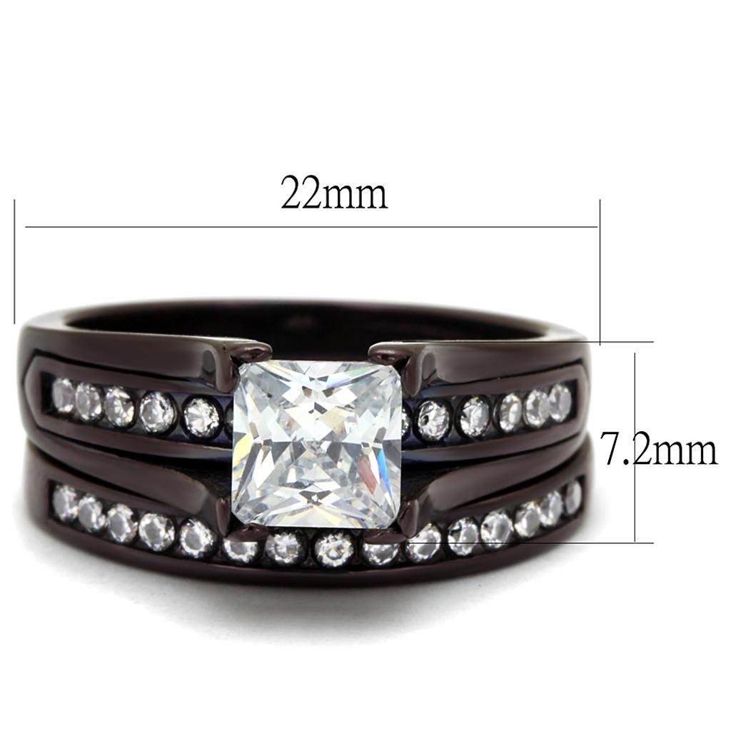 TK0W383DC - IP Dark Brown (IP coffee) Stainless Steel Ring with AAA Grade CZ  in Clear