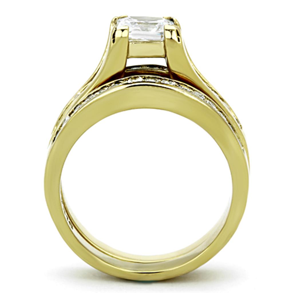 TK0W384 - IP Gold(Ion Plating) Stainless Steel Ring with AAA Grade CZ  in Clear