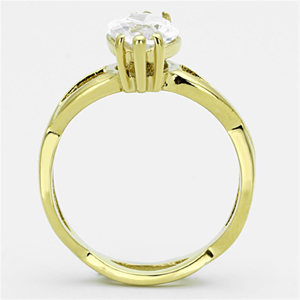 TK1106 - IP Gold(Ion Plating) Stainless Steel Ring with AAA Grade CZ  in Clear