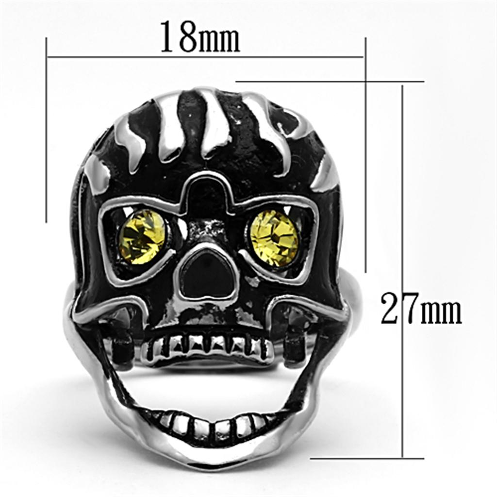 TK1114 - High polished (no plating) Stainless Steel Ring with Top Grade Crystal  in Topaz