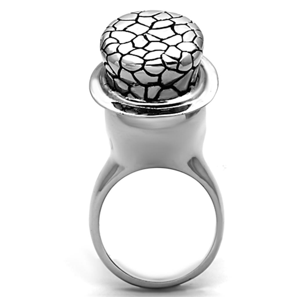 TK1121 - High polished (no plating) Stainless Steel Ring with Epoxy  in Jet