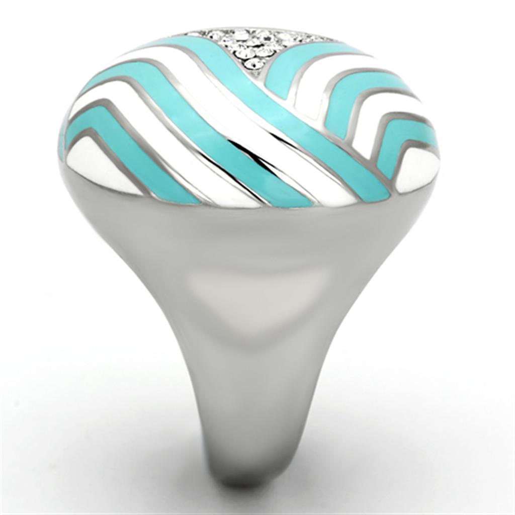 TK1138 - High polished (no plating) Stainless Steel Ring with Top Grade Crystal  in Clear
