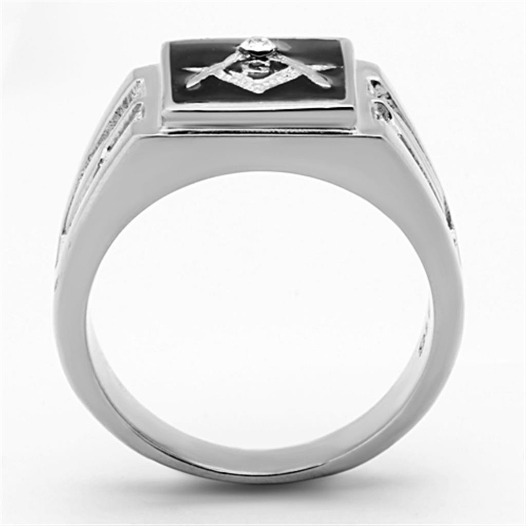 TK1158 - High polished (no plating) Stainless Steel Ring with Top Grade Crystal  in Clear