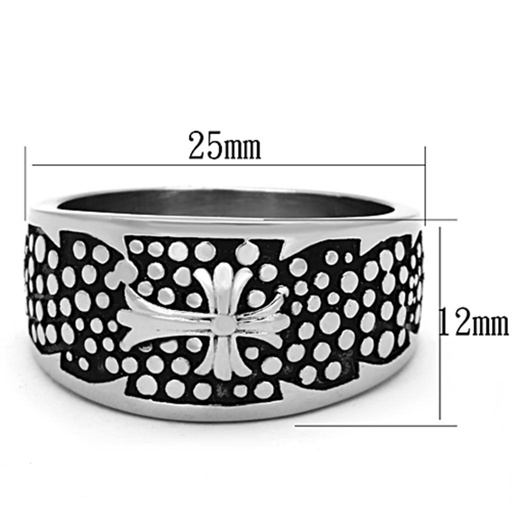 TK1196 - High polished (no plating) Stainless Steel Ring with Epoxy  in Jet