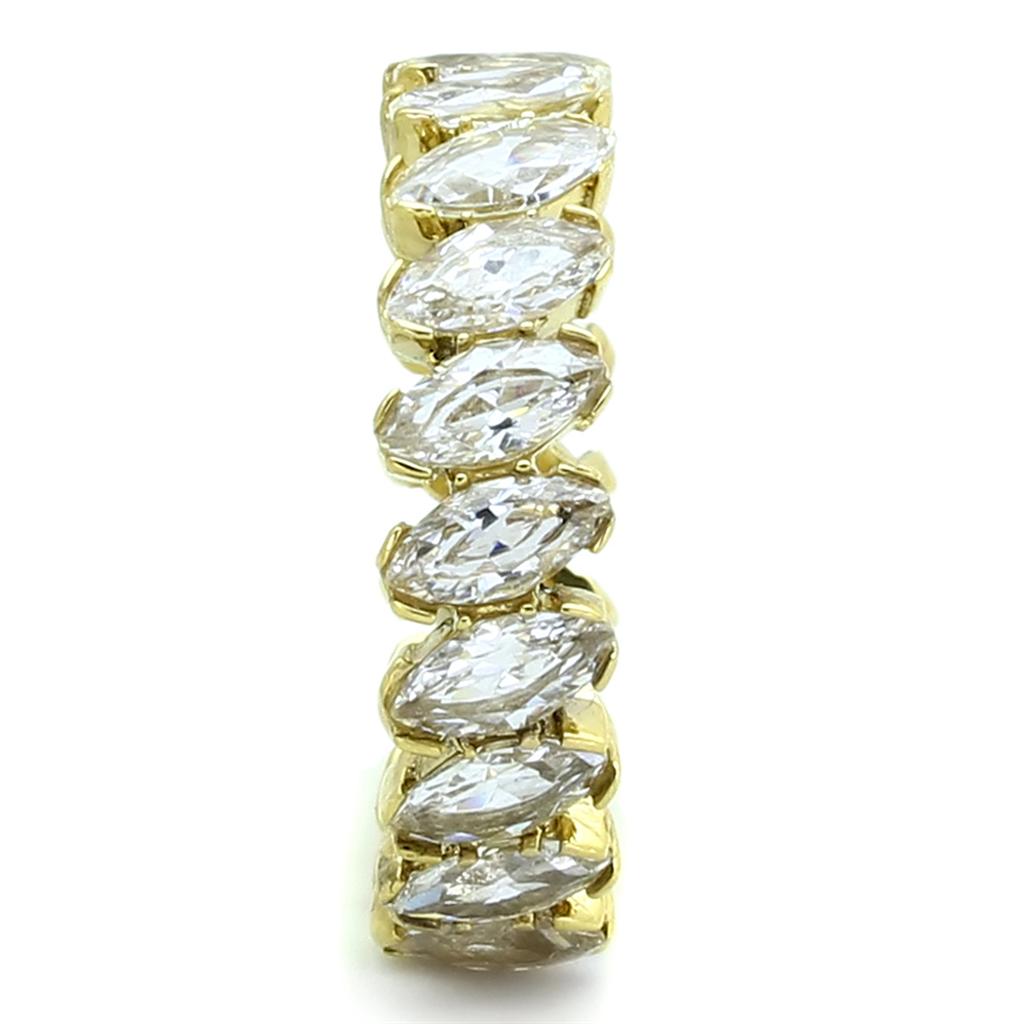 TK1234 - IP Gold(Ion Plating) Stainless Steel Ring with AAA Grade CZ  in Clear