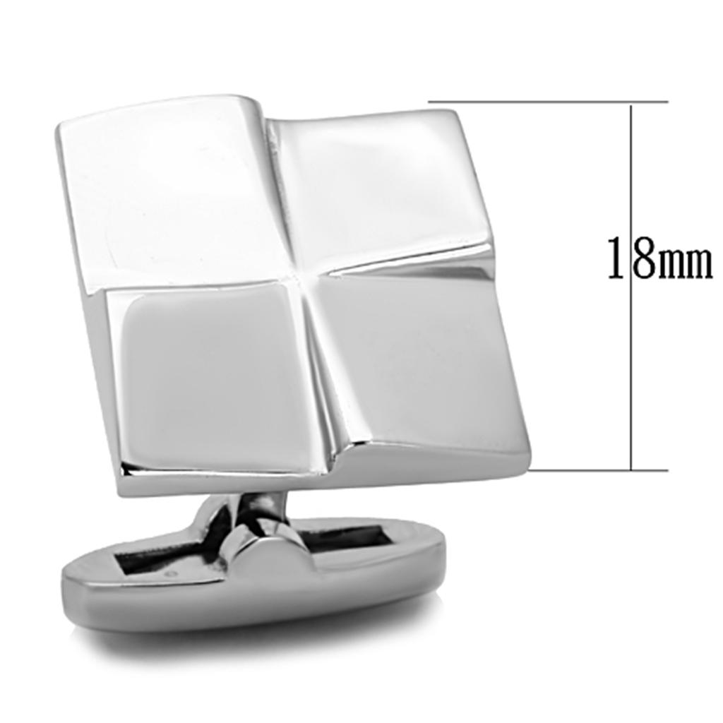 TK1250 - High polished (no plating) Stainless Steel Cufflink with No Stone