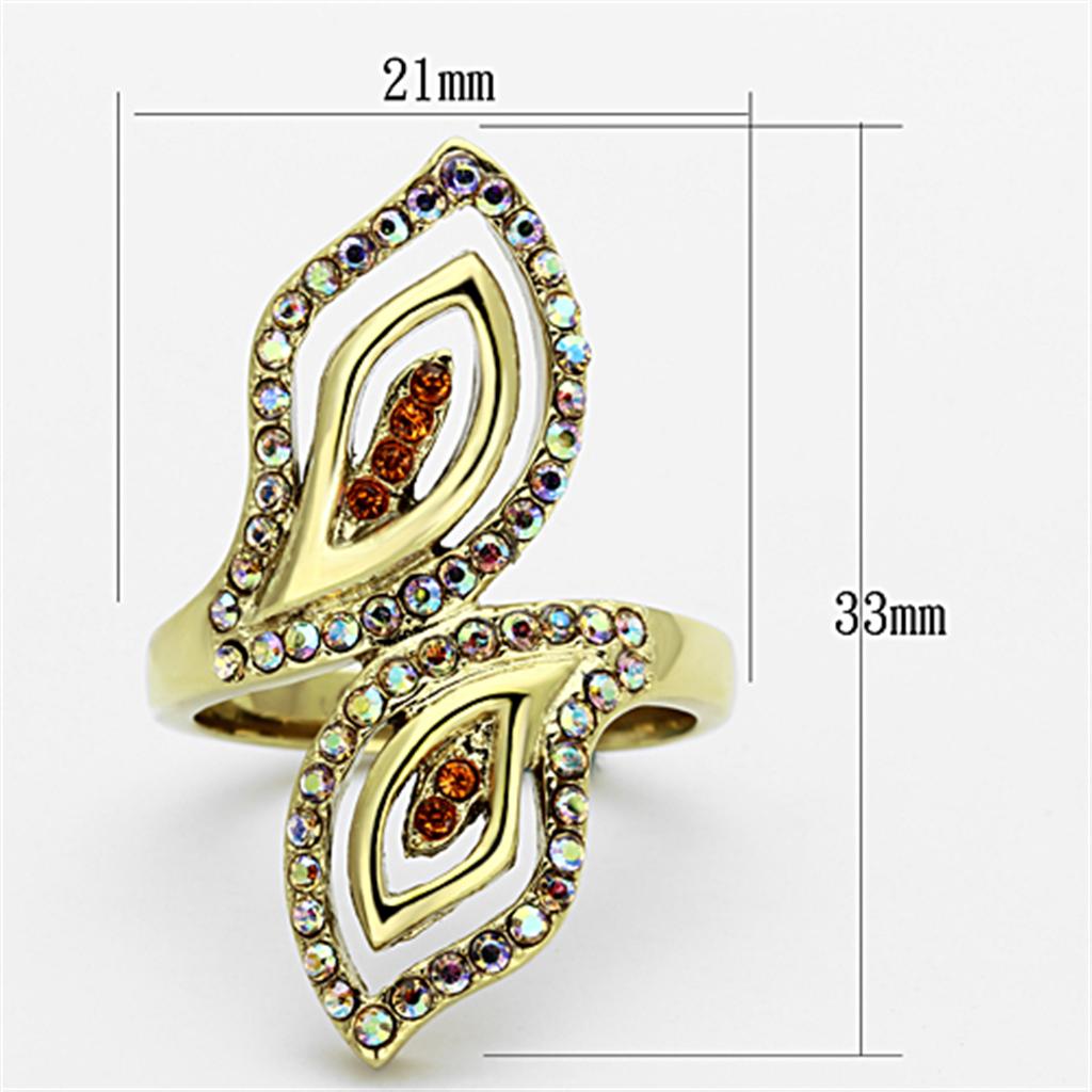 TK1289 - IP Gold(Ion Plating) Stainless Steel Ring with Top Grade Crystal  in Multi Color