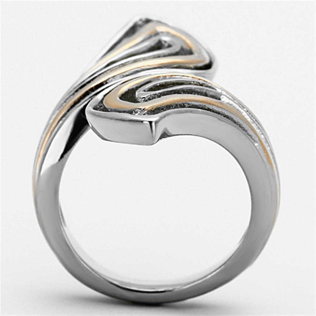 TK1292 - Two-Tone IP Rose Gold Stainless Steel Ring with No Stone