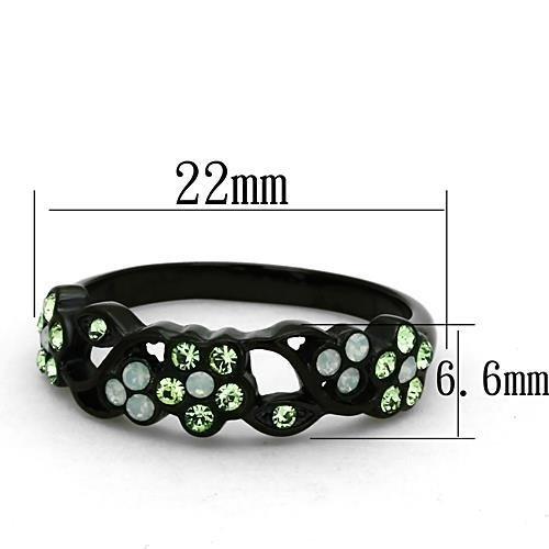 TK1360 - IP Black(Ion Plating) Stainless Steel Ring with Top Grade Crystal  in Multi Color
