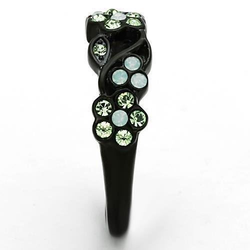 TK1360 - IP Black(Ion Plating) Stainless Steel Ring with Top Grade Crystal  in Multi Color