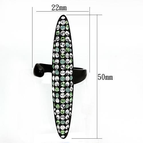 TK1365 - IP Black(Ion Plating) Stainless Steel Ring with Top Grade Crystal  in Multi Color