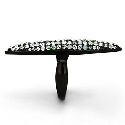 TK1365 - IP Black(Ion Plating) Stainless Steel Ring with Top Grade Crystal  in Multi Color