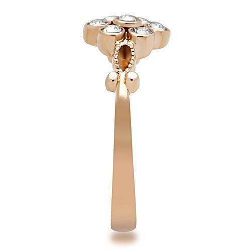 TK1378 - IP Rose Gold(Ion Plating) Stainless Steel Ring with Top Grade Crystal  in Clear