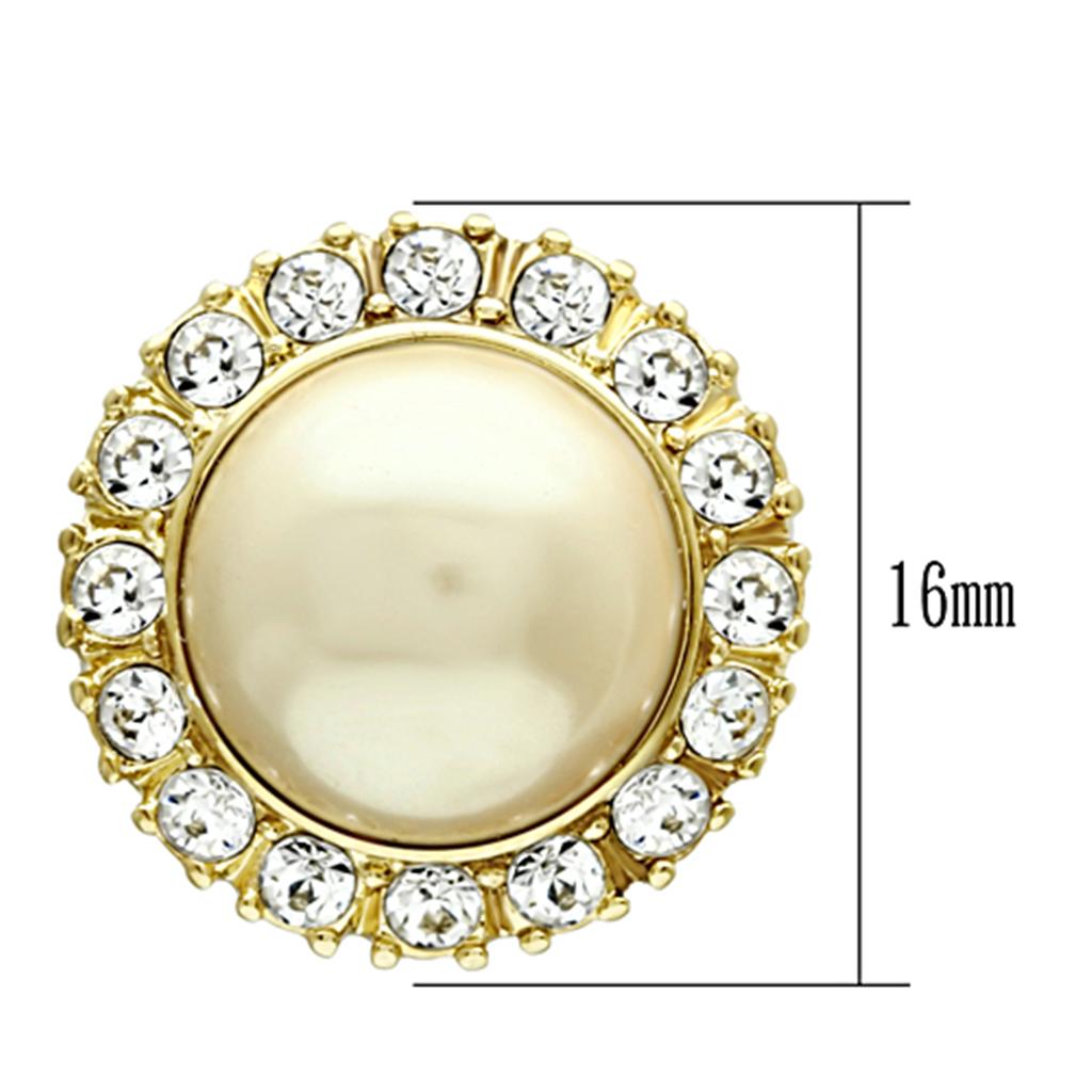 TK1381 - IP Gold(Ion Plating) Stainless Steel Earrings with Synthetic Pearl in Citrine Yellow