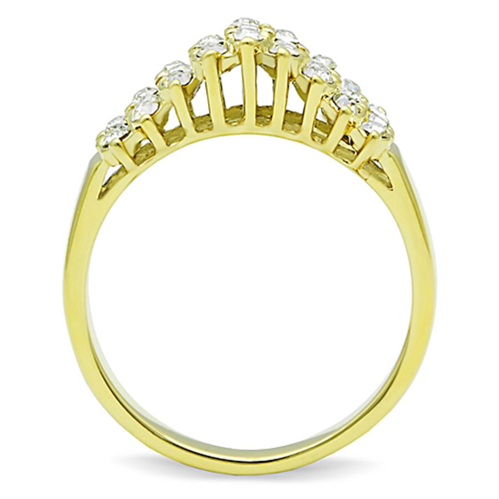 TK1384 - IP Gold(Ion Plating) Stainless Steel Ring with Top Grade Crystal  in Clear