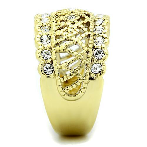 TK1393 - IP Gold(Ion Plating) Stainless Steel Ring with Top Grade Crystal  in Clear