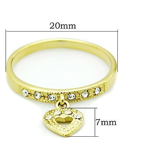 TK1395 - IP Gold(Ion Plating) Stainless Steel Ring with Top Grade Crystal  in Clear