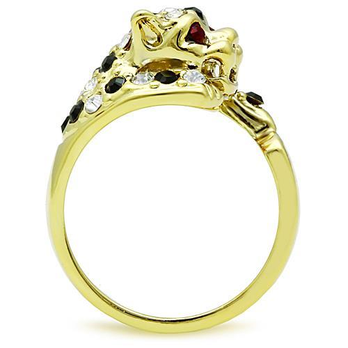 TK1401 - IP Gold(Ion Plating) Stainless Steel Ring with Top Grade Crystal  in Multi Color
