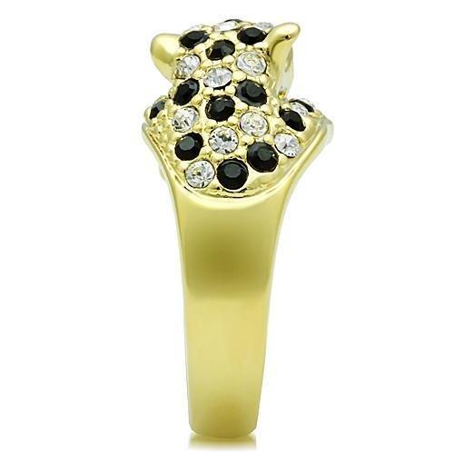 TK1401 - IP Gold(Ion Plating) Stainless Steel Ring with Top Grade Crystal  in Multi Color