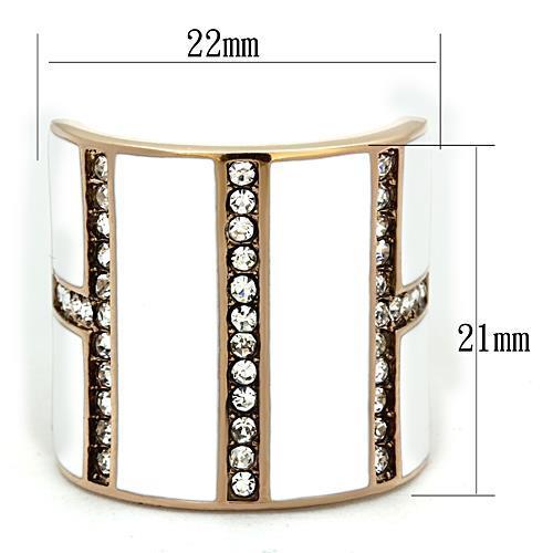 TK1444 - IP Rose Gold(Ion Plating) Stainless Steel Ring with Top Grade Crystal  in Clear