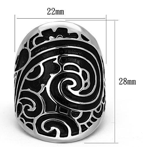 TK1448 - High polished (no plating) Stainless Steel Ring with Epoxy  in Jet