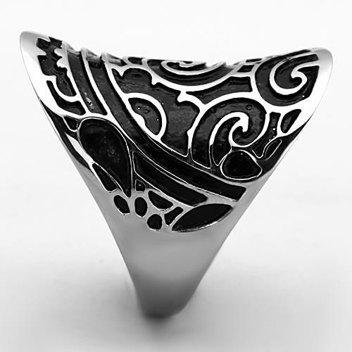 TK1448 - High polished (no plating) Stainless Steel Ring with Epoxy  in Jet