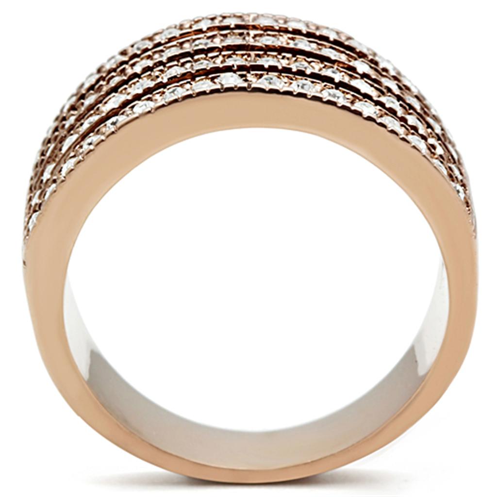 TK1492 - IP Rose Gold(Ion Plating) Stainless Steel Ring with AAA Grade CZ  in Clear