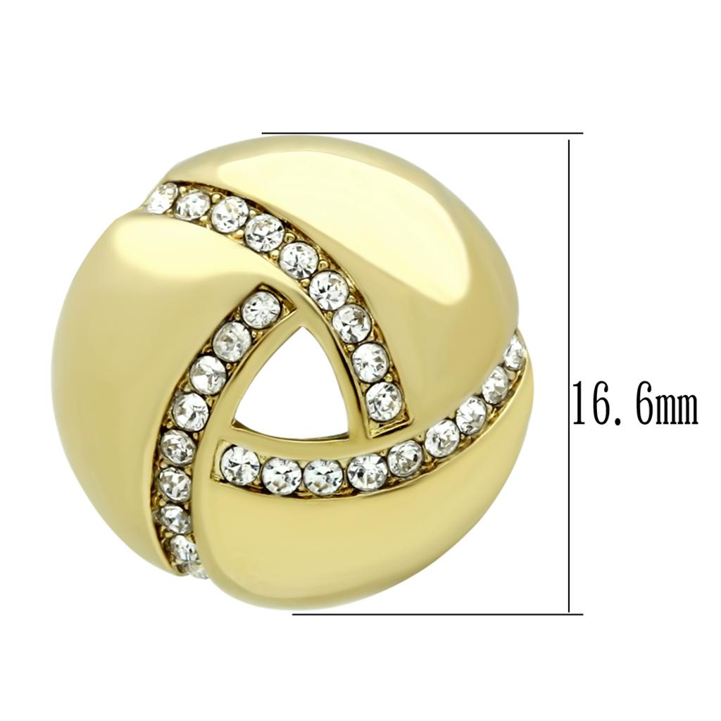 TK1499 - IP Gold(Ion Plating) Stainless Steel Earrings with Top Grade Crystal  in Clear