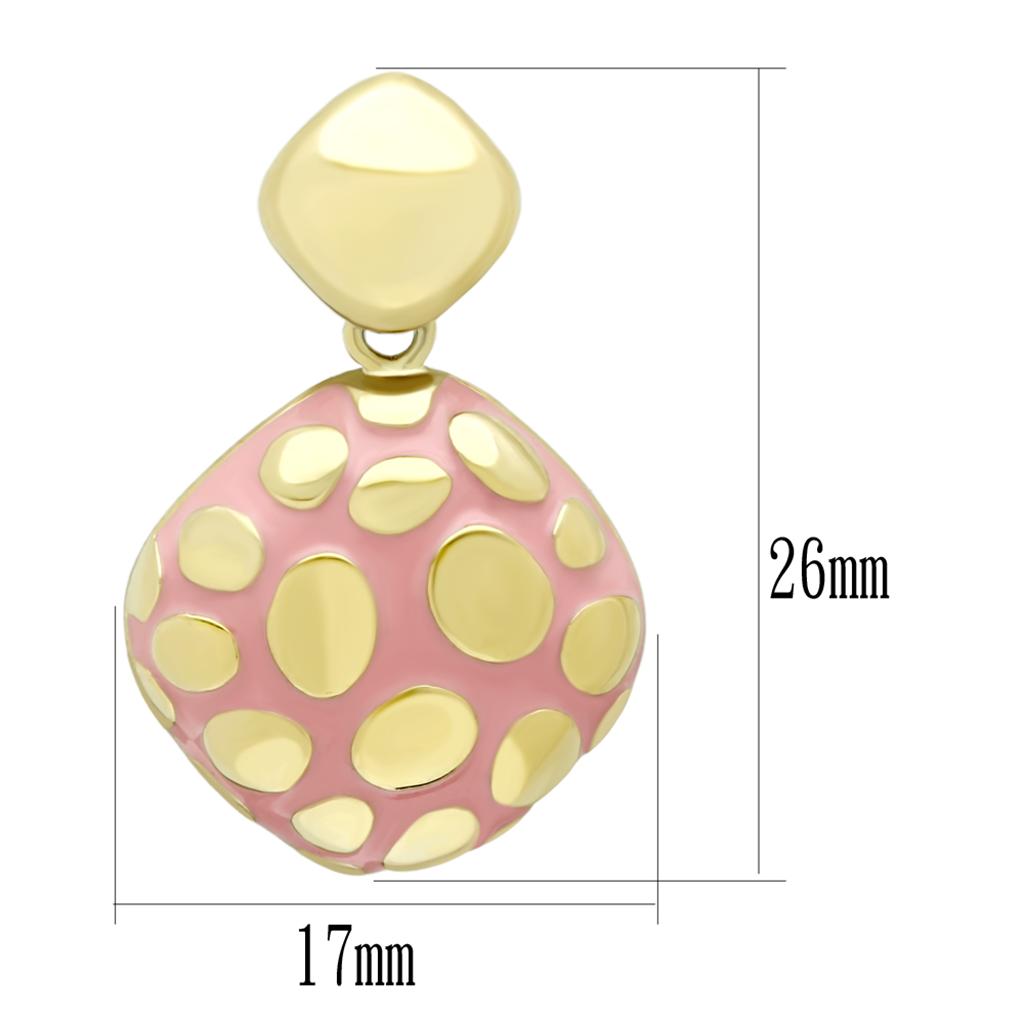 TK1502 - IP Gold(Ion Plating) Stainless Steel Earrings with Epoxy  in Light Rose