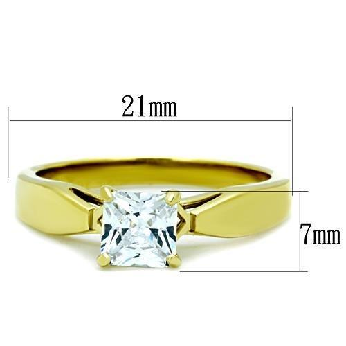 TK1511 - IP Gold(Ion Plating) Stainless Steel Ring with AAA Grade CZ  in Clear