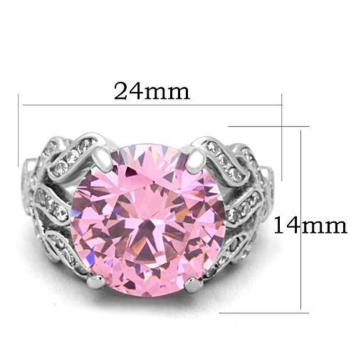 TK1512 - High polished (no plating) Stainless Steel Ring with AAA Grade CZ  in Rose
