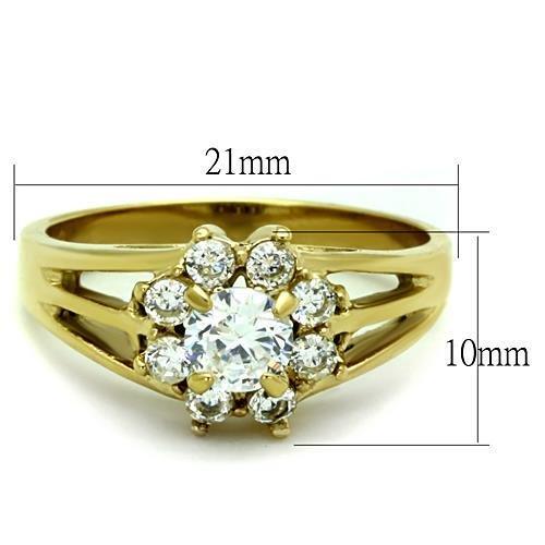 TK1583 - IP Gold(Ion Plating) Stainless Steel Ring with AAA Grade CZ  in Clear