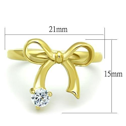 TK1585 - IP Gold(Ion Plating) Stainless Steel Ring with AAA Grade CZ  in Clear