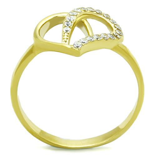 TK1586 - IP Gold(Ion Plating) Stainless Steel Ring with AAA Grade CZ  in Clear