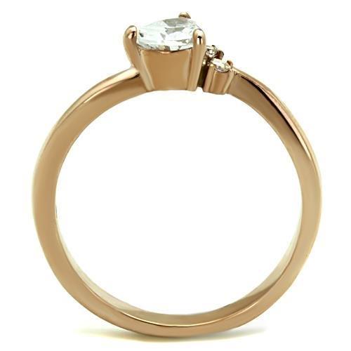 TK1591 - IP Rose Gold(Ion Plating) Stainless Steel Ring with AAA Grade CZ  in Clear