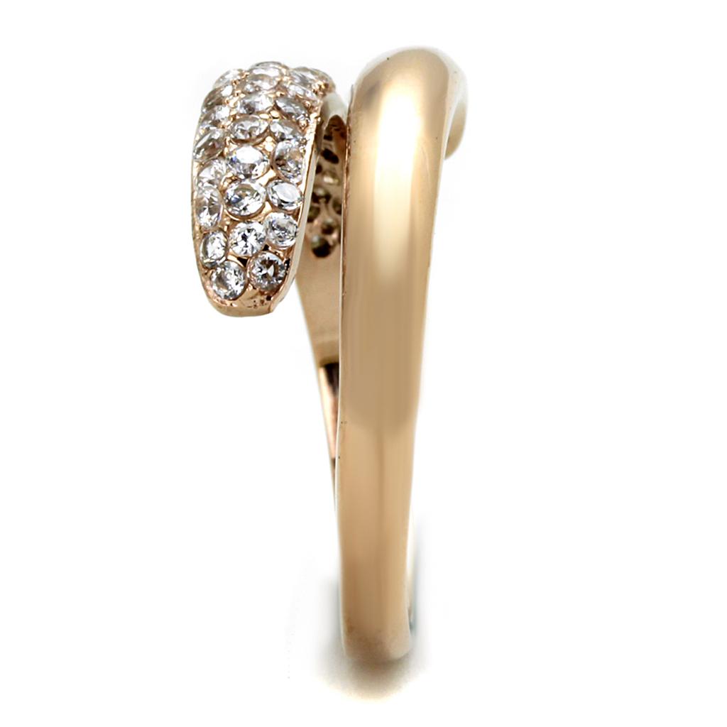 TK1634 - IP Rose Gold(Ion Plating) Stainless Steel Ring with AAA Grade CZ  in Clear