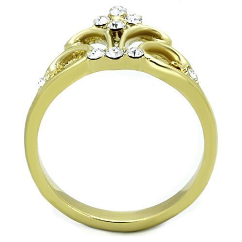 TK1716 - IP Gold(Ion Plating) Stainless Steel Ring with Top Grade Crystal  in Clear