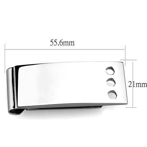 TK2072 - High polished (no plating) Stainless Steel Money clip with No Stone