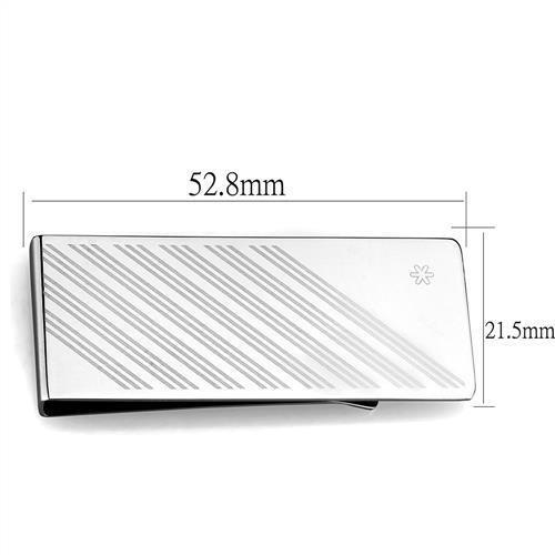 TK2079 - High polished (no plating) Stainless Steel Money clip with No Stone