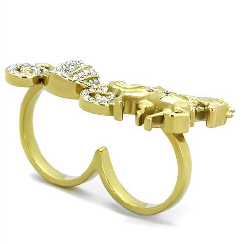 TK2105 - IP Gold(Ion Plating) Stainless Steel Ring with Top Grade Crystal  in Clear