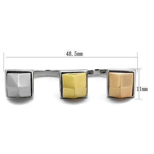 TK2109 - Three Tone IPÃ¯Â¼Ë†IP Gold & IP Rose Gold & High Polished) Stainless Steel Ring with No Stone