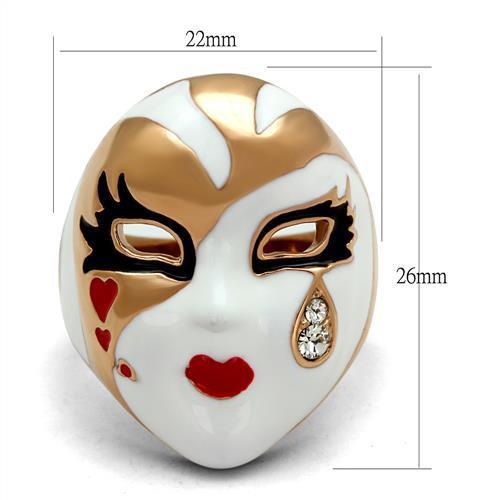 TK2143 - IP Rose Gold(Ion Plating) Stainless Steel Ring with Top Grade Crystal  in Clear
