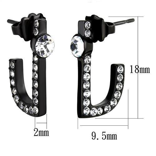 TK2150 - IP Black(Ion Plating) Stainless Steel Earrings with Top Grade Crystal  in Clear