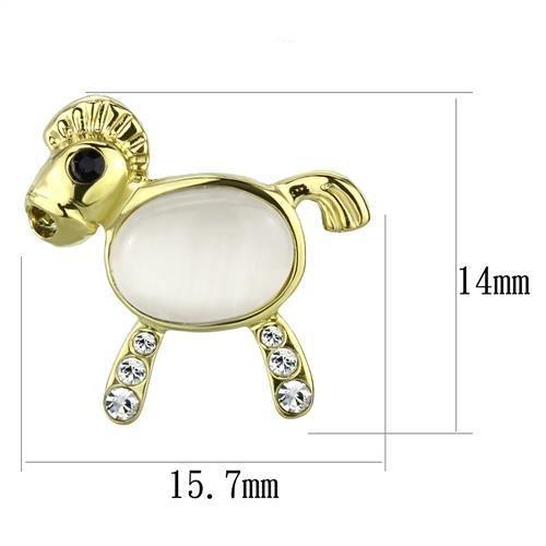 TK2152 - IP Gold(Ion Plating) Stainless Steel Earrings with Synthetic Cat Eye in White